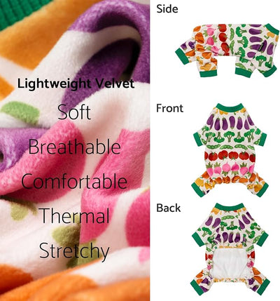 Fitwarm Funny Vegetable Dog Pajamas, Warm Winter Dog Clothes for Small Dogs Boy Girl, Cozy Pet Onesie with Feet, Green, White, Red, Pink, Purple, XXL
