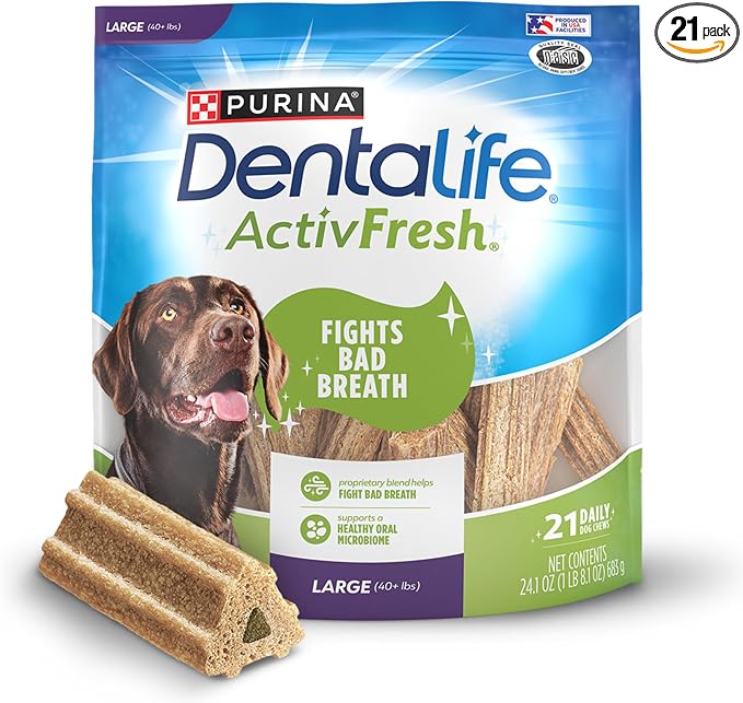 ActivFresh Dog Chews for Large Dogs 40 lbs. and up, Dental Chews to Freshen Breath, Chicken Flavor, 24.1 oz., 21 Chews - 21 ct. Pouch