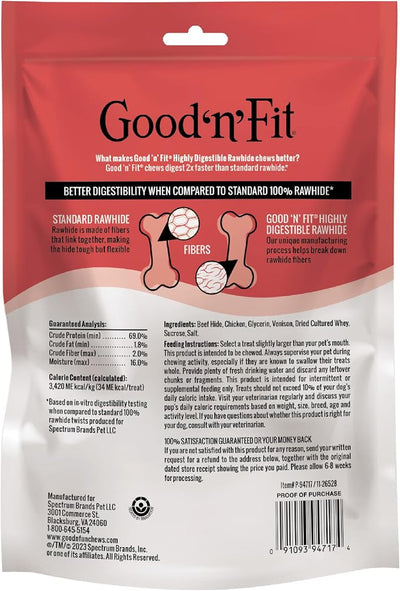 Good ‘n’ Fit Twist Sticks Made with Real Venison, 15 Count, Treat Your Dog to Long-Lasting and Highly Digestible Rawhide Chews