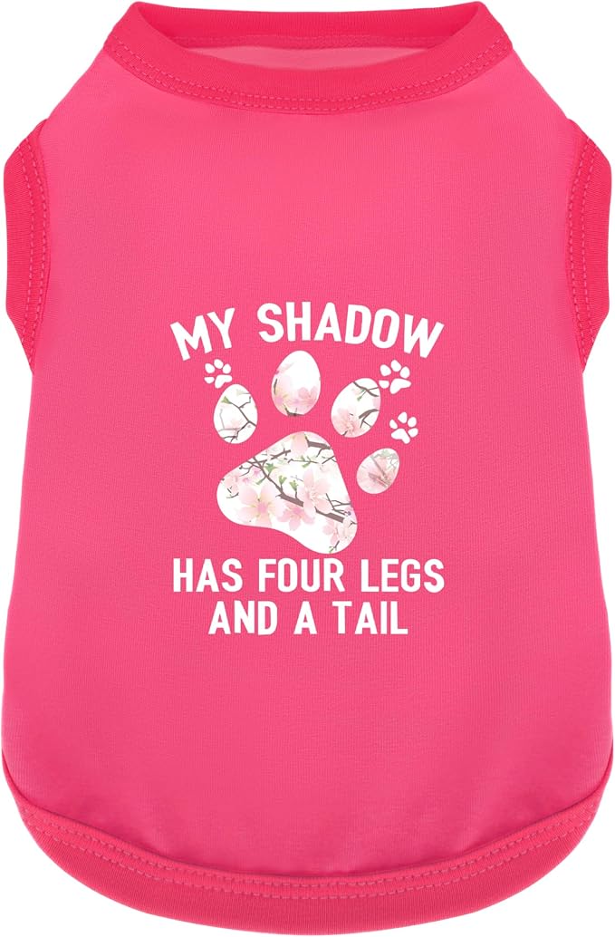 Discover Cozy Cotton Canine Wear: Soft, Lightweight, and Breathable Dog Shirt Vest with Eye-Catching Graphics (My Shadow HAS Four LESGS and A Tail), Keeping Your Furry Friend Warm! Rose Pink XXL