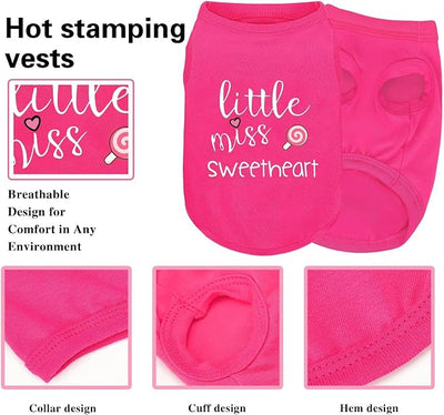 Pink Cotton Dog Shirt with 'Little Miss Sweetheart' Print, Soft & Breathable Pet Apparel for Small to Large Dogs, All-Season Sleeveless Vest, Cute and Comfortable Dog Outfit.Pink Lollipop 4XL