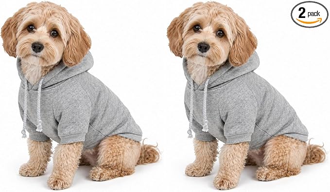 Pet Life ® Hooded Dog Sweater Made with Soft and Premium Plush Cotton - Dog Hoodie Pet Sweater Features Hook-and-Loop Closures for Easy Access and Machine Washable (Pack of 2)