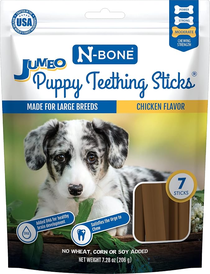 Jumbo Puppy Teething Sticks Chicken Flavor Dog Treats, 7.28-oz Bag
