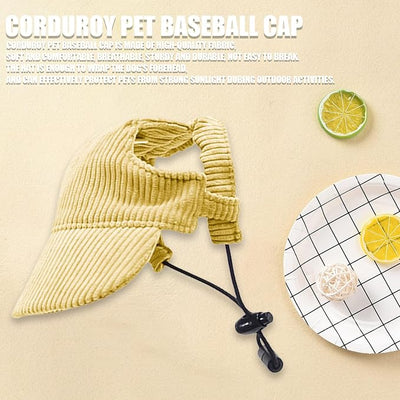 Dog Baseball Cap, Dog Cat Summer Beach Visor Hat with Ear Holes, Adjustable Puppy Sunbonnet Headdress (Yellow, Small)