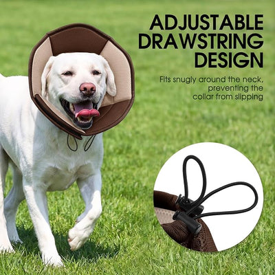 Dog Cone - Soft Cone for Dogs to Stop Licking, Pet E-Collar Alternative After Surgery, Adjustable Pet Recovery Collar for Wound Healing, Brown Small
