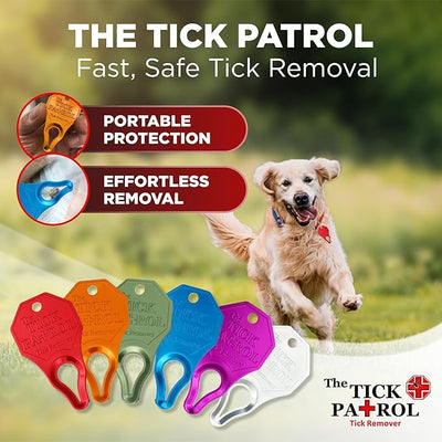 Tick Remover Tool for People & Pets, Lightweight, Portable, Durable, Keychain Attachment, Quick, Safe & Effective Tick Removal Kit, Assorted Colors, Made in USA. (Pack of 3)