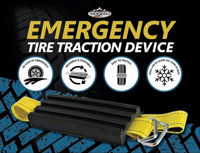TRACGRABBER Tire Traction Device for Cars & Small SUVs, Set of 2 - Made in the USA, Anti Skid Emergency Tire Straps to Get Unstuck from Snow, Mud, & Sand - Snow Traction Mat or Tire Chain Alternative