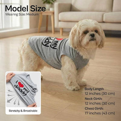Parisian Pet 2 Pack Dog Shirts – 100% Cotton Shirts for Medium Dogs – Sleeveless I Love My Daddy & Daddy’s Girl Dog Clothes – Breathable Summer Pet Apparel - Stretchy and Stylish T Shirts for Dogs