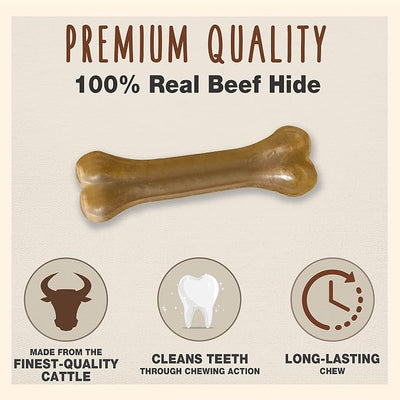 Cadet Premium Grade Pressed Beef Hide Bones, Long Lasting Rawhide Dog Chews, 6.5 Inch (12 Count)