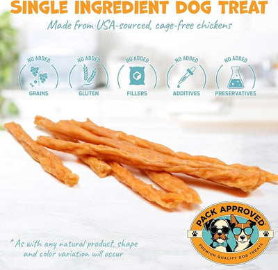Pack Approved Chicken Sticks for Dogs - Dehydrated Chicken Jerky Treats. Single Ingredient Made and Sourced in America - High Protein, Low Fat - Crunchy Treat Sticks - 6.2oz