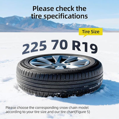 Snow Chains for Car Tires, 35s Quick Fit & Auto-Tightening, Universal Emergency Anti-Slip Tire Traction Chains for Cars, SUVs & Trucks, Reusable Portable Set of 2 (HKN-110)