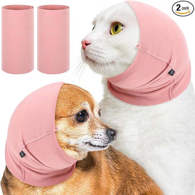 2Pcs Quiet Ears for Dogs, Hood for Dogs, Dog Ear Cover Hoodies, Dog Calming Aid for Anxiety Relief, Original Calming Band for Dogs & Cats, Pet Grooming & Force Drying