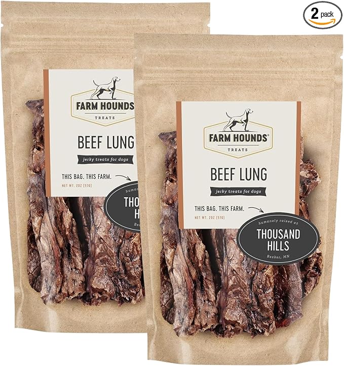 Beef Lung - Premium Natural Beef Lung Jerky for Dogs - Made from 100% Humanely Raised Cattle - Organ Treat - Great for Training & Treats - No Added Fillers - Made in USA - 2 oz - 2 Pack