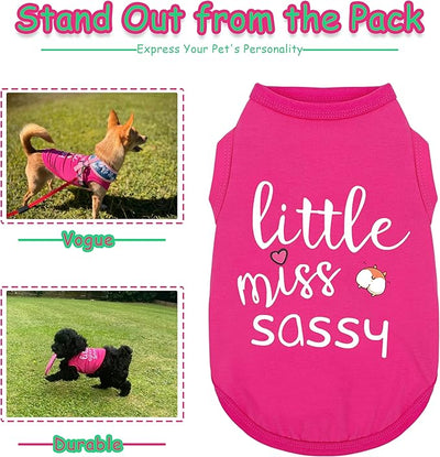 Paiaite Dog Clothes Fashionable Sleeveless Pet Vest: 'Little Miss Sassy' Printed Cotton Dog Shirt, Ideal for Small, Medium, and Large Breeds, Ensuring Comfort and Breathability Rose Red S