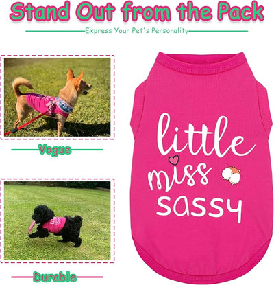 Paiaite Dog Clothes Fashionable Sleeveless Pet Vest: 'Little Miss Sassy' Printed Cotton Dog Shirt, Ideal for Small, Medium, and Large Breeds, Ensuring Comfort and Breathability Rose Red XL