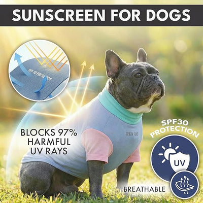 Spark Paws Sunblock Dog T-Shirt, SPF30 Protection, Lightweight Breathable Quick Dry for Dogs with Sensitive Skin - Breeze & Sorbet (Set of 2) - Size S