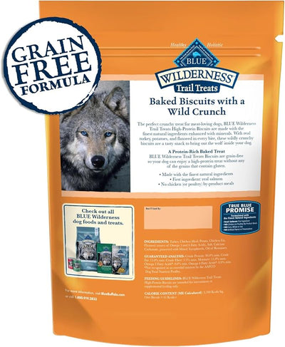 Blue Buffalo Wilderness Trail Treats High Protein Grain Free Dog Biscuits Crunchy Dog Treats, Turkey Recipe, 24-oz Bag