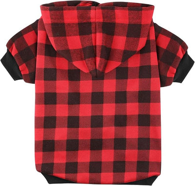 Plaid Dog Hoodie Sweatshirt Sweater for Small Dogs Cat Puppy Clothes Coat Warm and Soft(S)