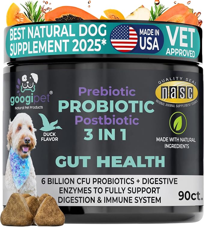 Probiotics for Dogs Digestive Health - Prebiotics and Probiotics Chews for Dog Yeast Infection Treatment + Digestive Enzymes - Dog Probiotics for Itchy Skin & Ears w/Papaya, Pumpkin, & Fiber