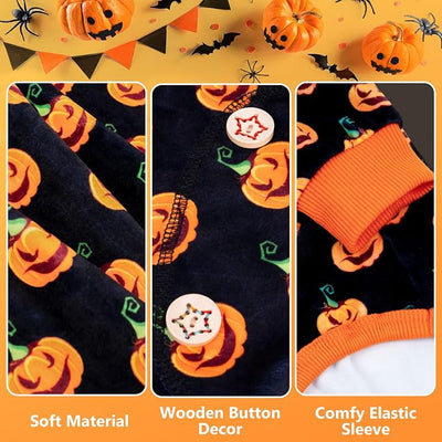 KYEESE Halloween Dog Pajamas for Medium Dogs Boy Girl Adorable Pumpkin Dog Pjs Festival Pet Onesie Stretchable Doggy Clothes 4 Legs Doggie Jammies Halloween Costumes,XX-Large