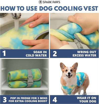 Spark Paws Dog Cooling Vest - SPF 50 UV Sun Protection - Summer Heat Relief Gear for Dogs, Lightweight, Evaporative Cooling - Dog Anxiety Relief Vest During Hot Days - Tropical Storm, 4XL