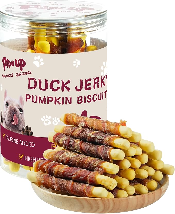 Dog Treats Pumpkin Biscuits Sticks w/Duck Low Fat Dog Snacks, Healthy Biscuits with Taurine for Small Dogs, 12.5 oz (28-32 Count
