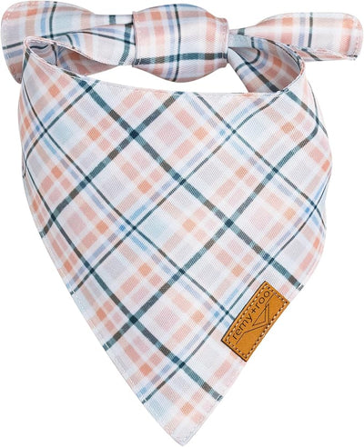Remy+Roo Dog Bandanas - 2 Pack | Boon Ties X Remy+Roo Dog Bandanas Set | Premium Durable Fabric | Patented Shape Bandanas for Dogs (Spring, Plaid, Floral, Large)