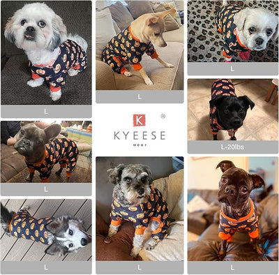 KYEESE Halloween Dog Pajamas for Small Dogs Boy Girl Adorable Pumpkin Dog Pjs Pet Onesie 4 Legs Doggie Jammies Stretchable Festival Doggy Clothes Halloween Costumes,Large