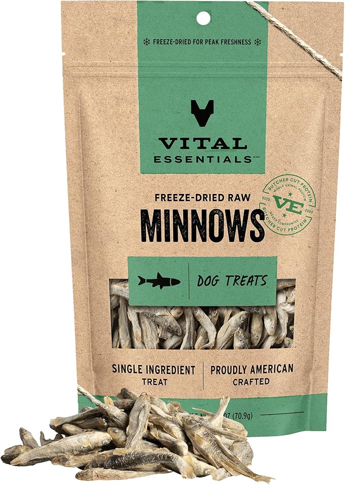 Freeze Dried Minnows Dog Treats | Single Ingredient | Premium Quality | Grain Free Treats for Dogs, 2.5 oz Bag