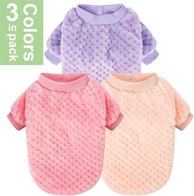 POMIU Dog Sweater, Dog Sweaters for Small Medium Dogs or Cat, Warm Soft Flannel Pet Clothes for Dogs Girl or Boy, Dog Shirt Coat Jacket (Peach+Purple+Rose, X-Large)