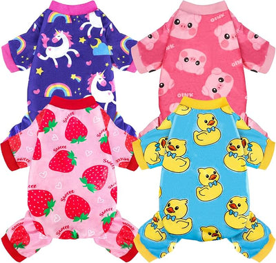 4 Pack Dog Pajamas Soft Lightweight Dog Recovery Suit Onesie Clothes for Small Medium Large Female Pet Boys Girls Dogs Cats