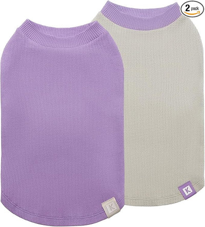KYEESE 2Pack Waffle Dog Shirts, Lightweight Sleeveless Dog T Shirts for Small Dogs Boy Girl, Breathable Pet Vest Comfortable Tank Top Soft Dogs Clothes for Daily Wear, Purple+Grey, M