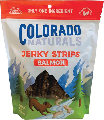 Colorado Naturals Salmon Jerky Strips Dog Treats, 16 oz – All-Natural, Made in USA, No Fillers or Preservatives – Wild Alaskan Caught, Rich with Omega-3