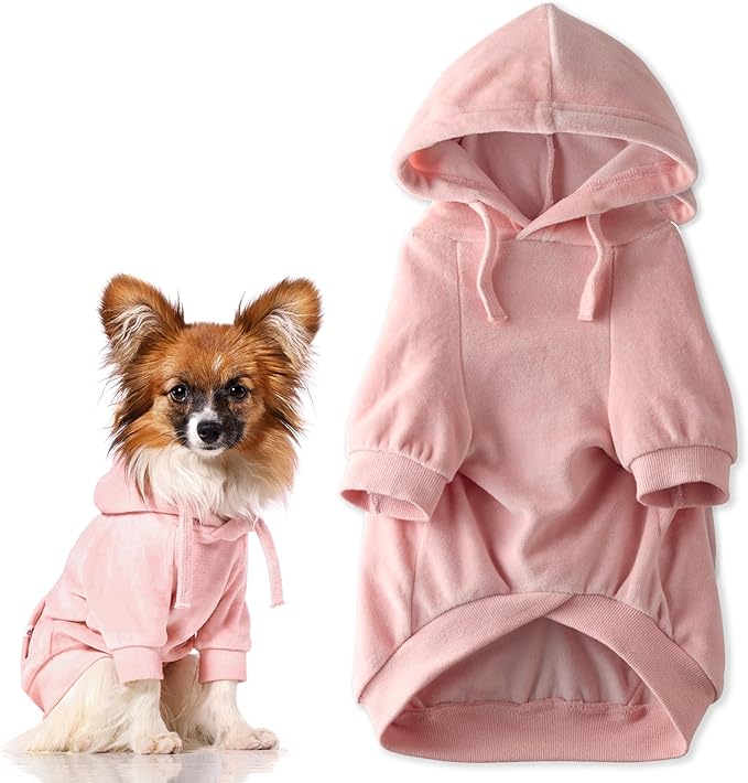 Cooper II Organic Cotton Velour Dog Hoodie Pet Coat for Small, Medium and Large Dogs, Pink, XX-Large (70-110 lbs)