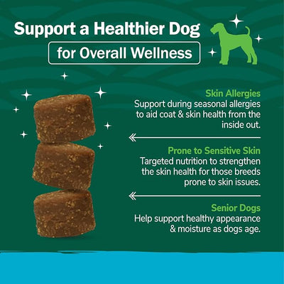 Petnc Dog Skin and Coat Supplement (60 Chewables), With Omega 3, EPA & DHA, Promotes Healthy Skin & Glossy Coat, For Dogs 18 Weeks & Older, Liver Flavor