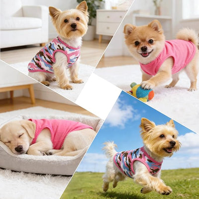 2 Pack Dog Clothes for Small Dogs Puppy Clothes Summer Dog Shirts for Small Dogs Girl Camouflage Pet T Shirts Female Cats Chihuahua Yorkie Apparel Pink Camouflage + Solid Color (XXS)