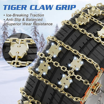 LILYPELLE Upgraded Snow Chains 8 Pack, Tire Chains for Cars/SUVs/Pickup Trucks, Emergency Anti Slip Tire Traction Chains for Tire Width 215-285mm
