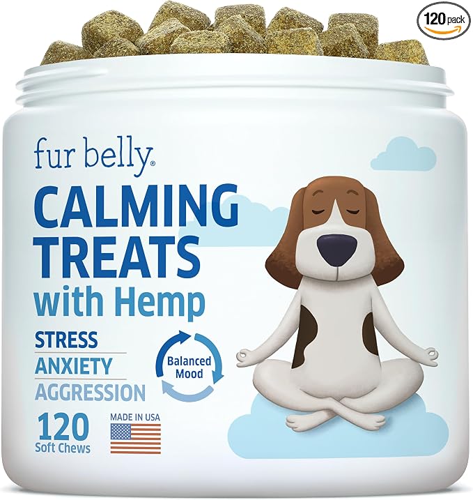 Hemp Calming Chews for Dogs - Natural Dog Anxiety Relief Treats - Separation, Stress, Barking, Thunderstorms, Lightning - 120 Treats