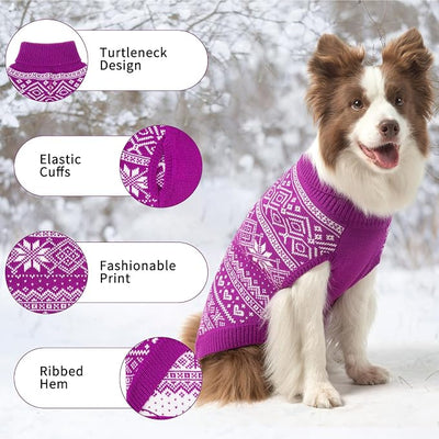 HOMIMP Dog Sweater Argyle - Warm Sweater Winter Clothes Puppy Soft Coat, Ugly Dog Sweater for Small Medium and Large Dogs, Pet Clothing Boy Girl, Purple XS