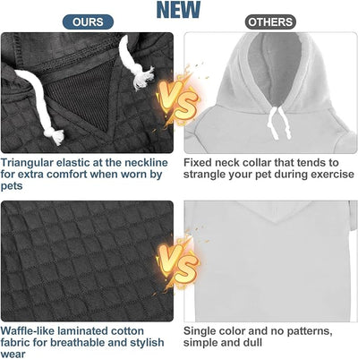 BEAUTYZOO Small Dog Hoodie Sweater with Pockets, Dog Clothes for Small Medium Dogs Boy Girl, Waffle-Like Laminated Cotton Pet Coats with Hat and Leash Hole, Black XL