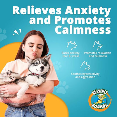 Heavenly Hounds Peanut Butter Chews - Anxiety Relief for Dogs - Natural Ingredients - No Hemp Calming Treats, 2 Oz - Pack of 12