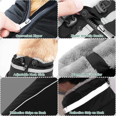 Fragralley Dog Coat with Harness Built in, Waterproof Windproof Reflective Warm Puffer Jacket, Fleece Lined Vest Winter Parka for Small, Medium, Large Dogs