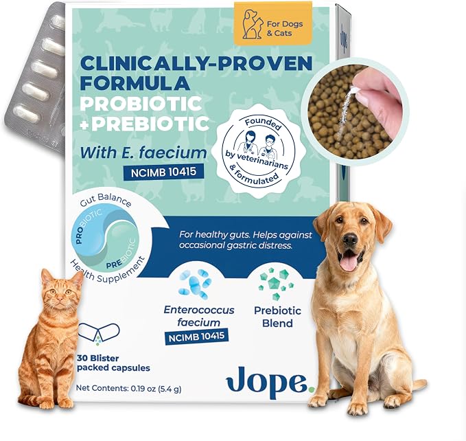 Synbiotic GB-01® - Prebiotics and Probiotics for Dogs & Cats - Clinically Proven Formula - Vet Formulated for Gut Health, Stool Quality, Diarrhea, Immunity, Skin & Coat - 30 Gut Powder Capsules