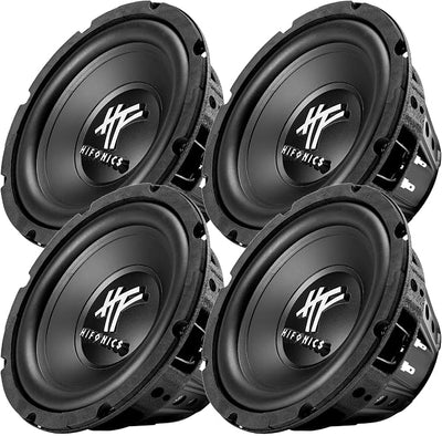 Hifonics 4 Pack HFX8D4 8" Round Subwoofer, 250 Watt Max 125 Watt RMS Single Speaker for Cars and Vehicles, 4 Ohm, Heavy Gauge and Powder Coated, Black