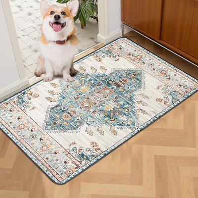 SCLOSE Washable Pee Pad for Dogs, 32" x 24" Reusable Puppy Pads Waterproof Dog Rugs, Super Absorbent, Leakproof, Dog Crate Pad, Playpen Mat, Whelping Pads, Blue Medallion