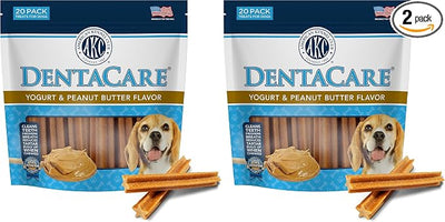 AMERICAN KENNEL CLUB Dentacare Yogurt and Peanut Butter Dental Dog Treats, Naturally Flavored, Good for Dog Dental Health, 20 Count (Pack of 2)