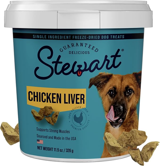 100% Chicken Liver Dog Treats, 11.5 oz Tub, ~215 Pieces, Freeze Dried Raw, Single Ingredient, 60% Protein Training Treats or Meal Topper, Grain Free, Gluten Free