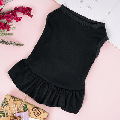 Dog Dresses Cat Skirt Solid Color Dog Clothes Summer Sleeveless Puppy Girl Clothes for Small Pet Dogs Cats (Black, Medium)