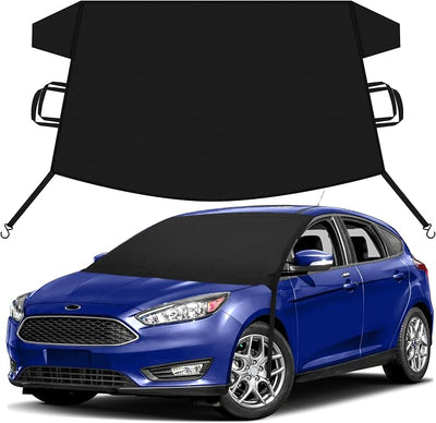 EcoNour Car Snow Cover Compatible for Ford Focus | Windshield Cover for Ice and Snow with S-Hook Straps | Heavy-Duty 600D Oxford Winter Car Cover, Waterproof & Anti-Slip