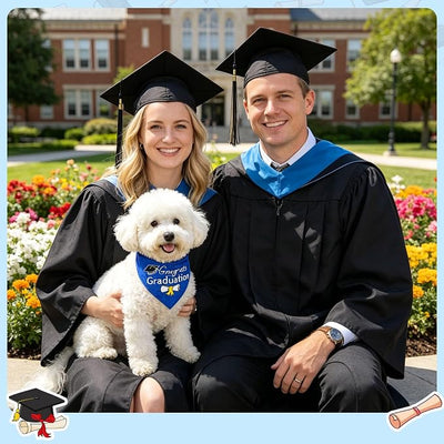 SCENEREAL Graduation Dog Bandanas, 2 Pack Pet Scarf Holiday Bandana for Small Medium Large Dogs